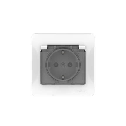 Розетка с/з со шторками и с крышкой Systeme Electric GLOSSA GSL000148S