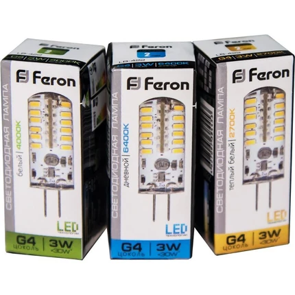Светодиодная лампа Feron 3W 250Lm 6400K G4 25533