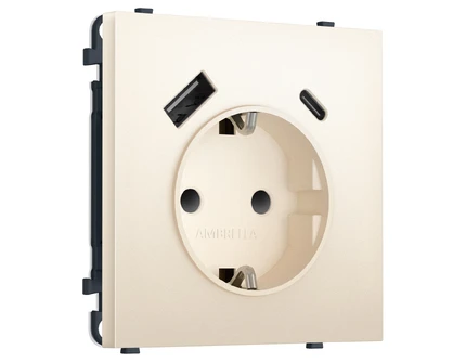 Розетка с/з со шторками + USB Ambrella Volt SIGMA MS250010