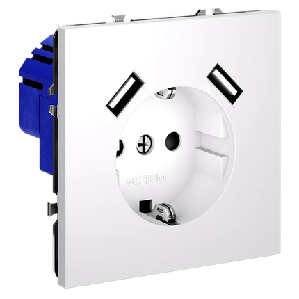 Розетка с/з со шторками + USB VOLTUM S70 VLS040402