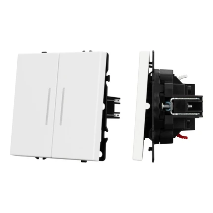 Выключатель проходной двухклавишный с подсветкой NOBE SWT-MKP2-SFPL-L-WH Arlight 054240(1)