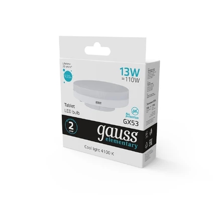 Светодиодная лампа Gauss ELEMENTARY 13W 920Lm 4100K GX53 83823