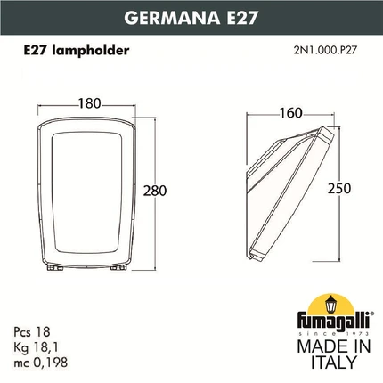 Уличный настенный светильник Fumagalli GERMANA 2N1.000.000.AYF1R