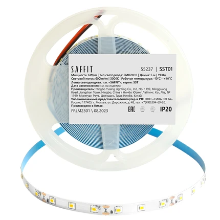 Светодиодная лента SST01 12V 3000К 6w/m 5m Saffit 55237