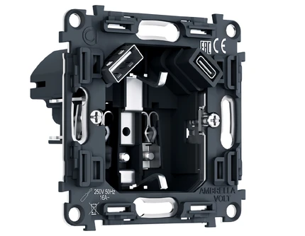 Механизм розетки с/з + USB Ambrella Volt QUANT PRO PR160