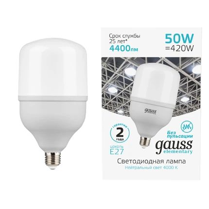 Светодиодная лампа Gauss T140 50W 4400Lm 4000K E27 63225