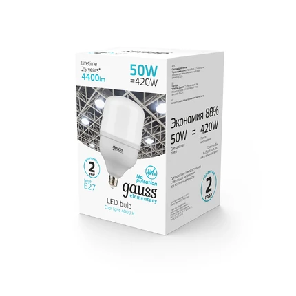 Светодиодная лампа Gauss T140 50W 4400Lm 4000K E27 63225