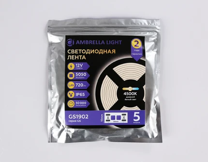 Светодиодная лента LED STRIP 12V 4500K 72 Вт/м 5м Ambrella light GS1902