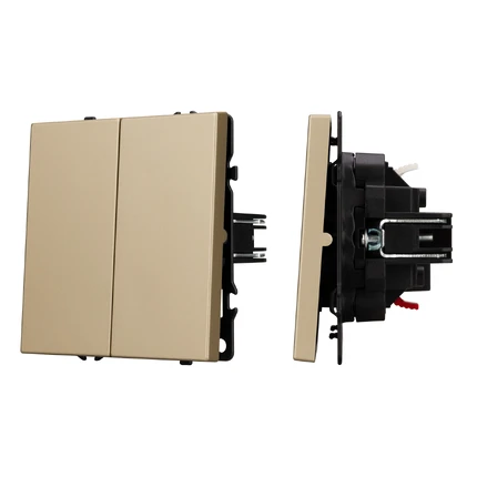 Выключатель проходной двухклавишный NOBE SWT-MKP2-SFPL-GD Arlight 054256(1)