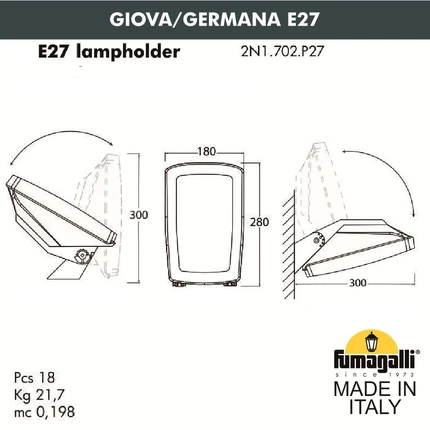 Уличный настенный светильник Fumagalli GIOVA/GERMANA 2N1.702.000.AYF1R