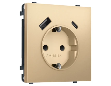 Розетка с/з со шторками + USB Ambrella Volt SIGMA MS890010