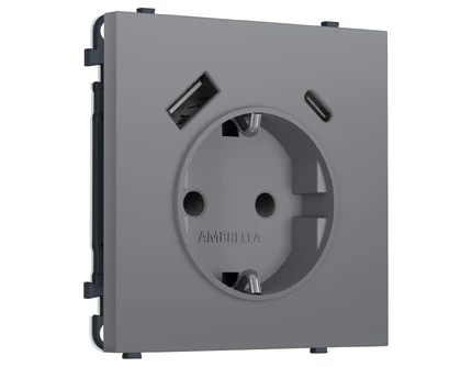 Розетка с/з со шторками + USB Ambrella Volt SIGMA MS870010