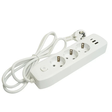 Удлинитель на 3 поста + 2USB + Type-C Stekker HOME PLUS 49970