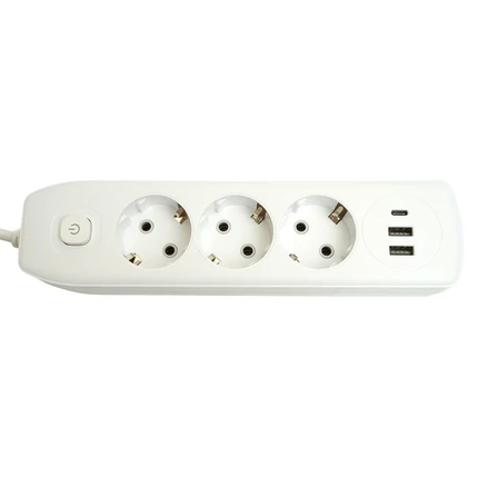 Удлинитель на 3 поста + 2USB + Type-C Stekker HOME PLUS 49970