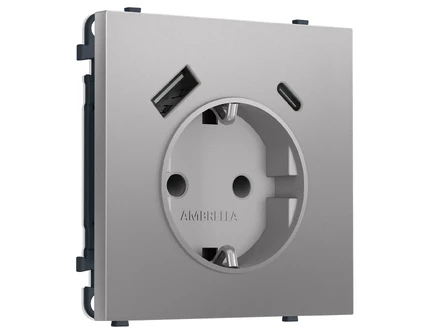 Розетка с/з со шторками + USB Ambrella Volt SIGMA MS510010