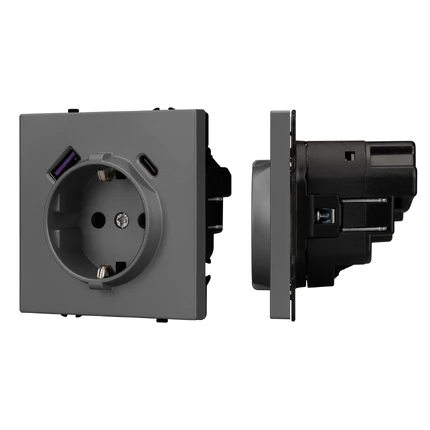 Розетка с/з со шторками + USB SCT-MUAC-SFPL-GR Arlight 054287(1)