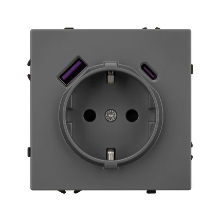 Розетка с/з со шторками + USB SCT-MUAC-SFPL-GR Arlight 054287(1)