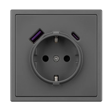 Розетка с/з со шторками + USB SCT-MUAC-SFPL-GR Arlight 054287(1)