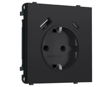 Розетка с/з со шторками + USB Ambrella Volt SIGMA MS990010