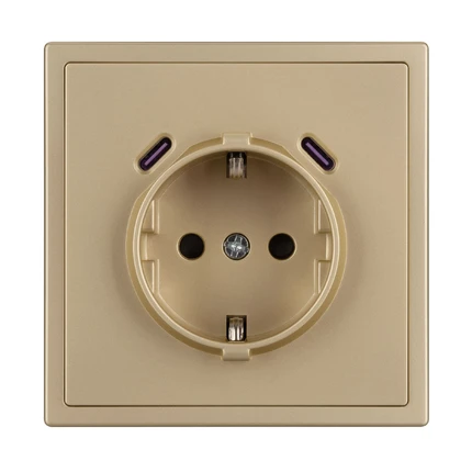 Розетка с/з со шторками + USB NOBE SCT-MUCC-SFPL-GD Arlight 061815(1)