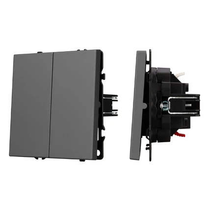 Выключатель проходной двухклавишный SWT-MKP2-SFPL-GR Arlight 054257(1)