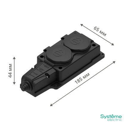 Розеточный блок на 2 поста Systeme Electric MULTISET MST4102BK