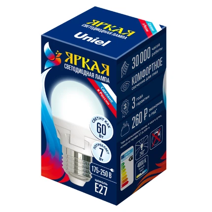 Светодиодная лампа Uniel Шар 7W 600Lm 4000K E27 UL-00002418
