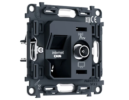 Механизм розетки интернет RJ-45 + TV Ambrella Volt QUANT PRO PR195