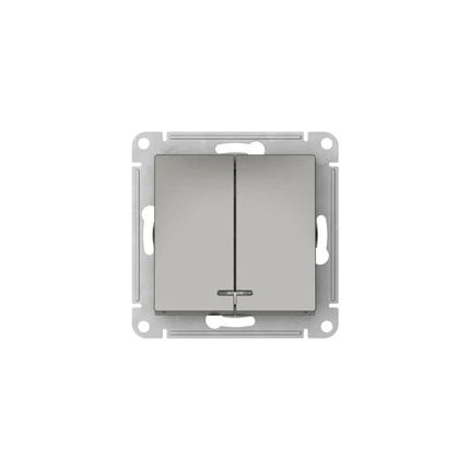 Выключатель двухклавишный с подсветкой Systeme Electric ATLASDESIGN ATN000953S