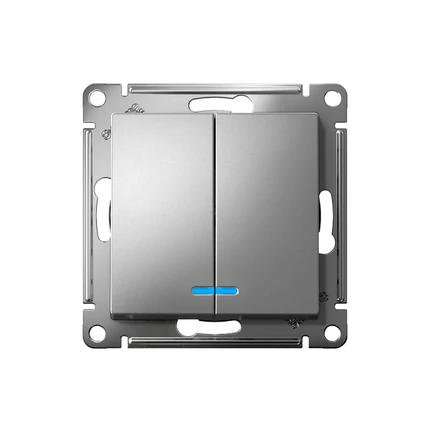 Выключатель двухклавишный с подсветкой Systeme Electric ATLASDESIGN ATN000953S