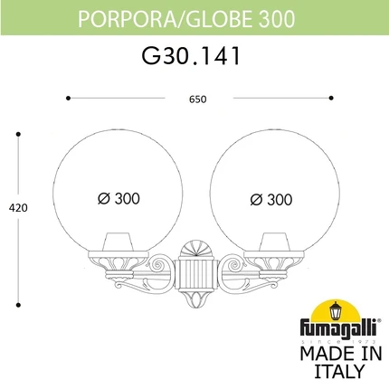 Уличный настенный светильник Fumagalli PORPORA/G300 G30.141.000.AXE27