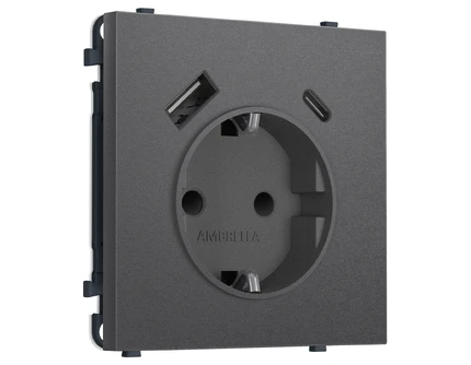 Розетка с/з со шторками + USB Ambrella Volt SIGMA MS660010