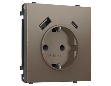 Розетка с/з со шторками + USB Ambrella Volt SIGMA MS640010