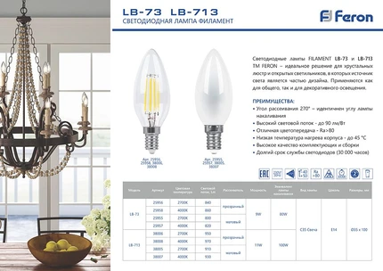 Светодиодная лампа Feron 11W 950Lm 2700K E14 38006