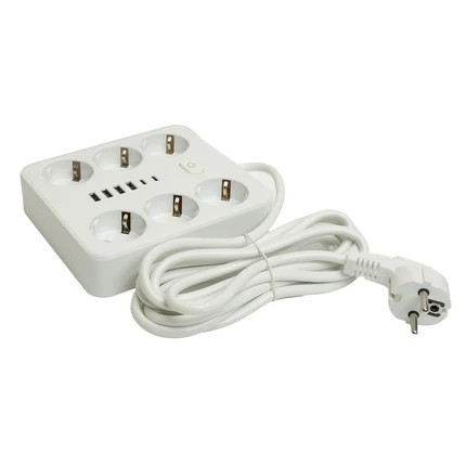 Удлинитель на 6 постов + 4USB + 2Type-C Stekker HOME PLUS 49982