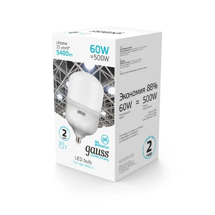 Светодиодная лампа Gauss T160 60W 5400Lm 4000K E27 63226
