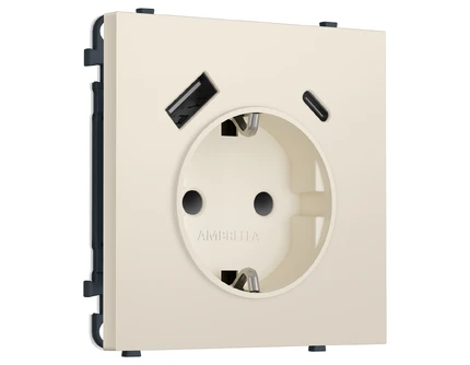 Розетка с/з со шторками + USB Ambrella Volt SIGMA MS330010