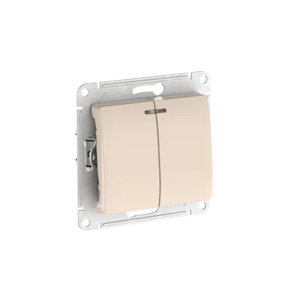 Выключатель двухклавишный с подсветкой Systeme Electric GLOSSA GSL000253S