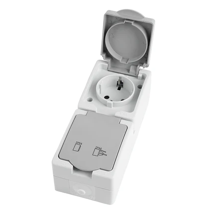 Розетка с/з с крышкой IP54 Stekker ВЕЛЕНА 49737
