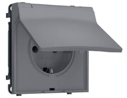 Розетка с/з со шторками и крышкой IP44 Ambrella Volt SIGMA MS868010