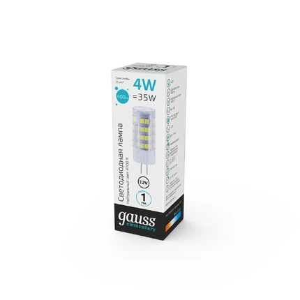 Светодиодная лампа Gauss ELEMENTARY 4W 400Lm 4100K G4 10724