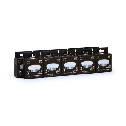 Светодиодная лампа Gauss 6W 460Lm 3000K GX53 108008106