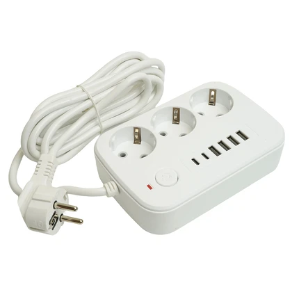 Удлинитель на 3 поста + 4USB + 2Type-C Stekker HOME PLUS 49979
