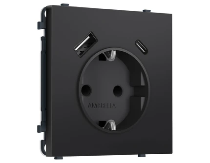 Розетка с/з со шторками + USB Ambrella Volt SIGMA MS810010