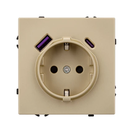 Розетка с/з со шторками + USB NOBE SCT-MUAC-SFPL-GD Arlight 054286(1)