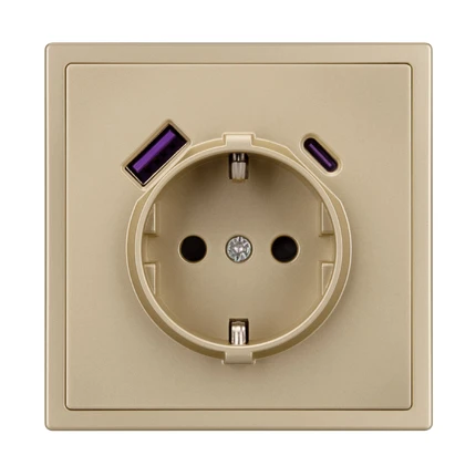 Розетка с/з со шторками + USB NOBE SCT-MUAC-SFPL-GD Arlight 054286(1)