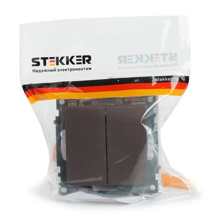 Выключатель двухклавишный Stekker КАТРИН 49019