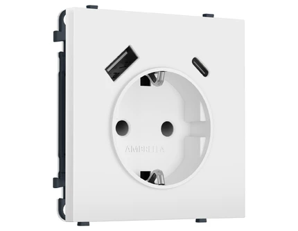 Розетка с/з со шторками + USB Ambrella Volt SIGMA MS130010