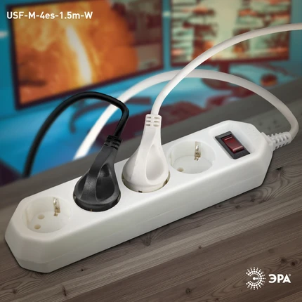 Сетевой фильтр на 4 поста Эра USF-M-4es-1.5m-W Б0019741