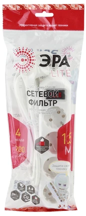 Сетевой фильтр на 4 поста Эра USF-M-4es-1.5m-W Б0019741